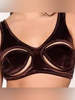 Coucoo Burgundy Cutout Crop Bralette - Women Tops